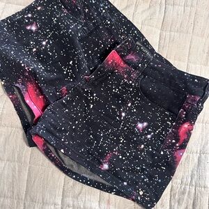 Galaxy Print Denim Shorts